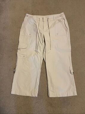 Christopher & Banks Women's Light Tan Cargo Drawstring Pants Size 8 (Like New)